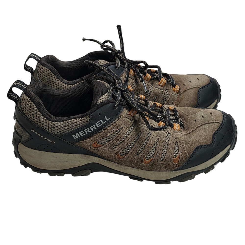 Merrell Mens Crosslander 3 Hiking Shoes 11 Boulder Brindle Suede Trail Sneakers